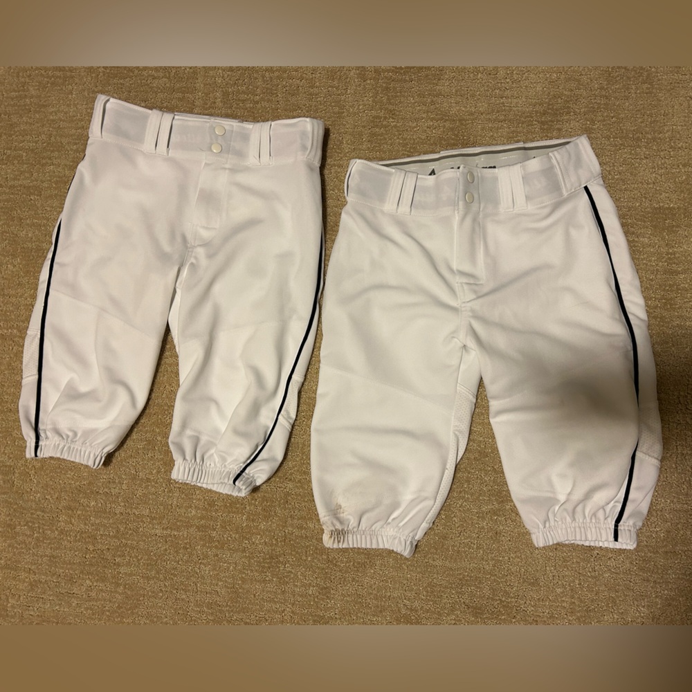 Alleson White Baseball Pants with black piping- YM